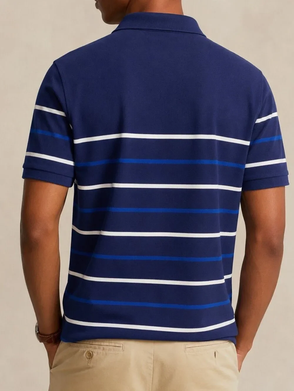 Polo Ralph Lauren Men's Navy Short Sleeve Stripe Polo Shirt